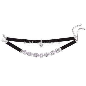 Velours de cristal noir cuir Collier Tour de cou pour les femmes